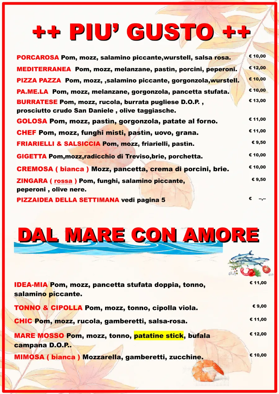 Listino online : Nuovo listino Pizzaidea Ceggia